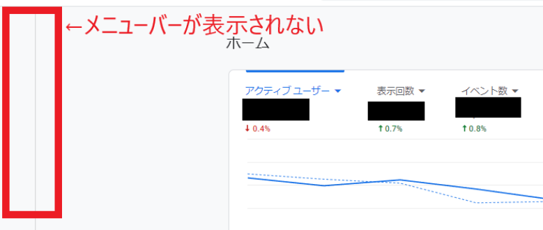 アナリティクス（メニューバーが表示されない）