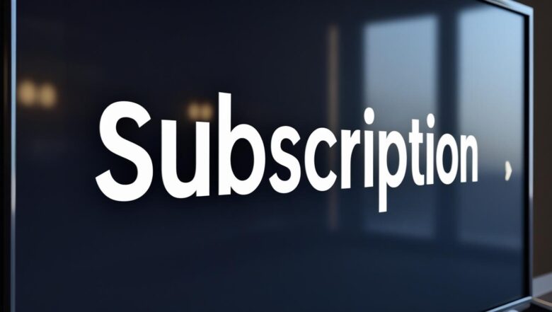 テレビ画面の中にsubscriptionの文字が書かれている